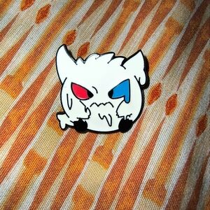 Cute White Enamel Pin with Red and Blue Eyes Pokemon Game Anime Manga Accessory